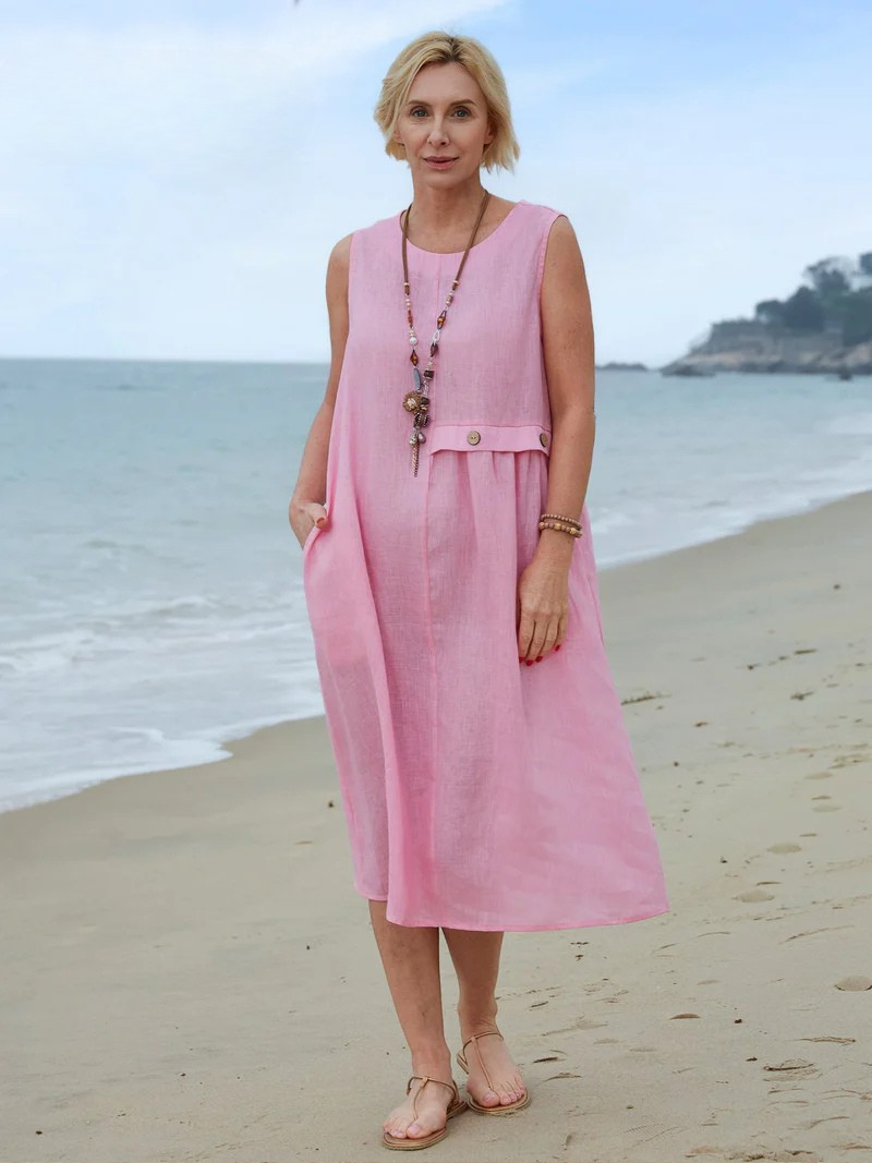 Women's Linen Summer Dress - Lightweight & Effortless Comfort